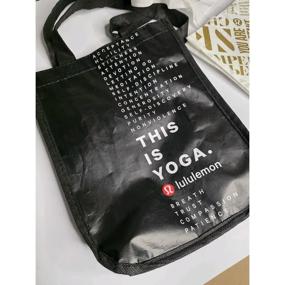 2 Lululemon Reusable Shopping Tote Lunch Bag 12